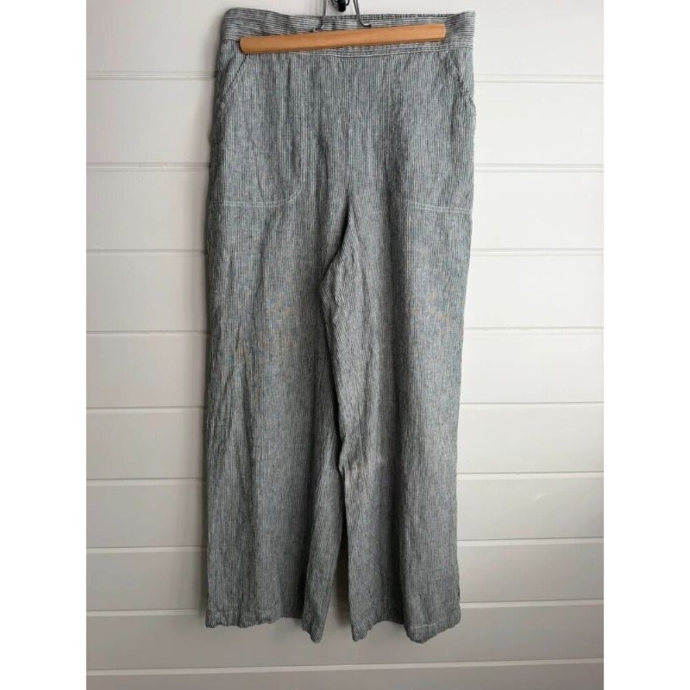 Max Studio Linen Cotton Striped Wide Leg Pants Boho Beachy - Large